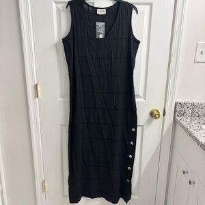 Vintage Windowpane Gauze Maxi Dress Black Large Laura Kidd USA